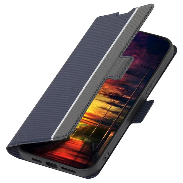Para Vivo Iqoo 10 Pro 5G Bien Protegido Textura PU Case de Libros de Cuero PU Con Titular de Tarjetas Cubierta Protectora de Soporte de Cierre Magnético Dual - Azul