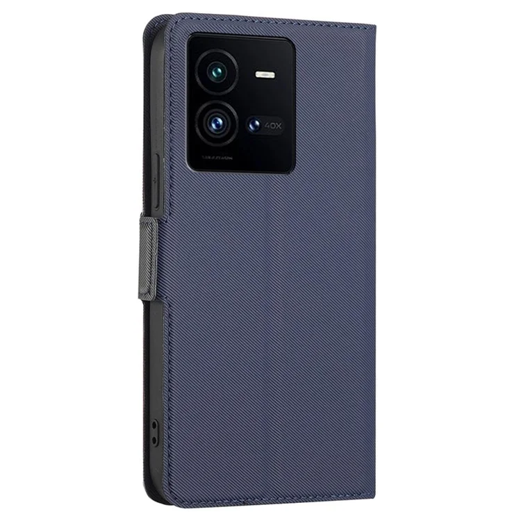 Para Vivo Iqoo 10 Pro 5G Bien Protegido Textura PU Case de Libros de Cuero PU Con Titular de Tarjetas Cubierta Protectora de Soporte de Cierre Magnético Dual - Azul