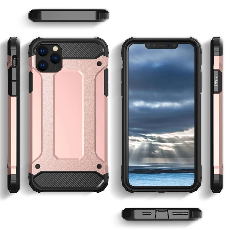 Phone Case for iPhone 11 Pro Max 6.5 inch, Anti-scratch Anti-fall TPU + PC Back Cover Protective Shell - Rose Gold