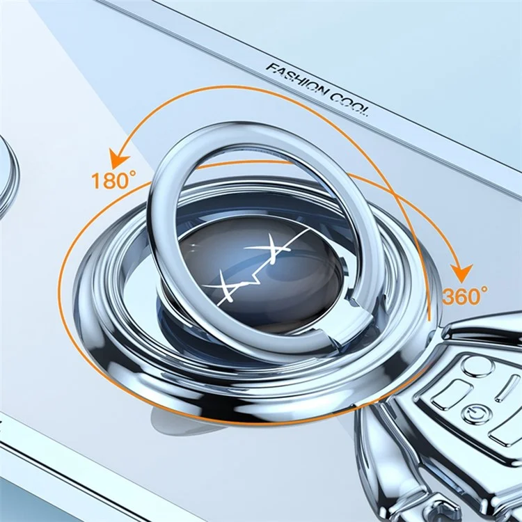 YOOBAO Shockproof TPU Phone Case For iPhone 13 Pro Max 6.7 inch, Planet Spaceman Phone Cover Kickstand with Car Mount Metal Sheet - Lightning White