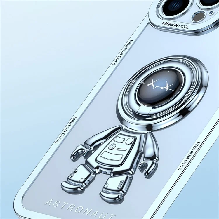 YOOBAO Shockproof TPU Phone Case For iPhone 13 Pro Max 6.7 inch, Planet Spaceman Phone Cover Kickstand with Car Mount Metal Sheet - Lightning White