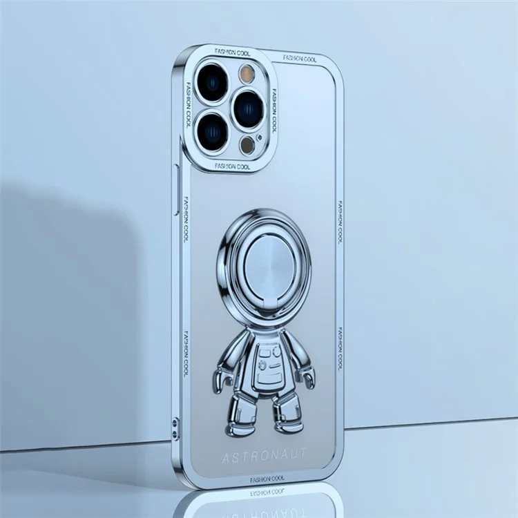 Case de Téléphone Yoobao TPU Pour Iphone 13 Pro Max 6,7 Pouces Conception de L'espaceman Électroplate Couverture Anti-dépôt Avec Plaque en Métaux de Montage de Voiture - Bleu