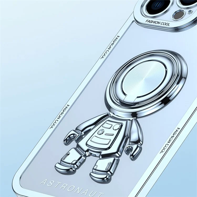 Case de Téléphone Yoobao TPU Pour Iphone 13 Pro Max 6,7 Pouces Conception de L'espaceman Électroplate Couverture Anti-dépôt Avec Plaque en Métaux de Montage de Voiture - Bleu