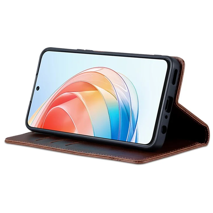 AZNS Para Honor X40i 5G Anti-arranhão PU Couro Vista Stand Tampa da Capa da Carteira Magnetic Auto Feching - Café
