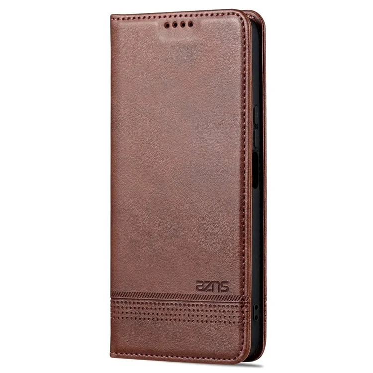 AZNS Para Honor X40i 5G Anti-arranhão PU Couro Vista Stand Tampa da Capa da Carteira Magnetic Auto Feching - Café