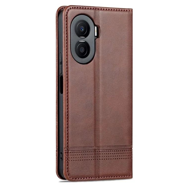 AZNS Para Honor X40i 5G Anti-arranhão PU Couro Vista Stand Tampa da Capa da Carteira Magnetic Auto Feching - Café