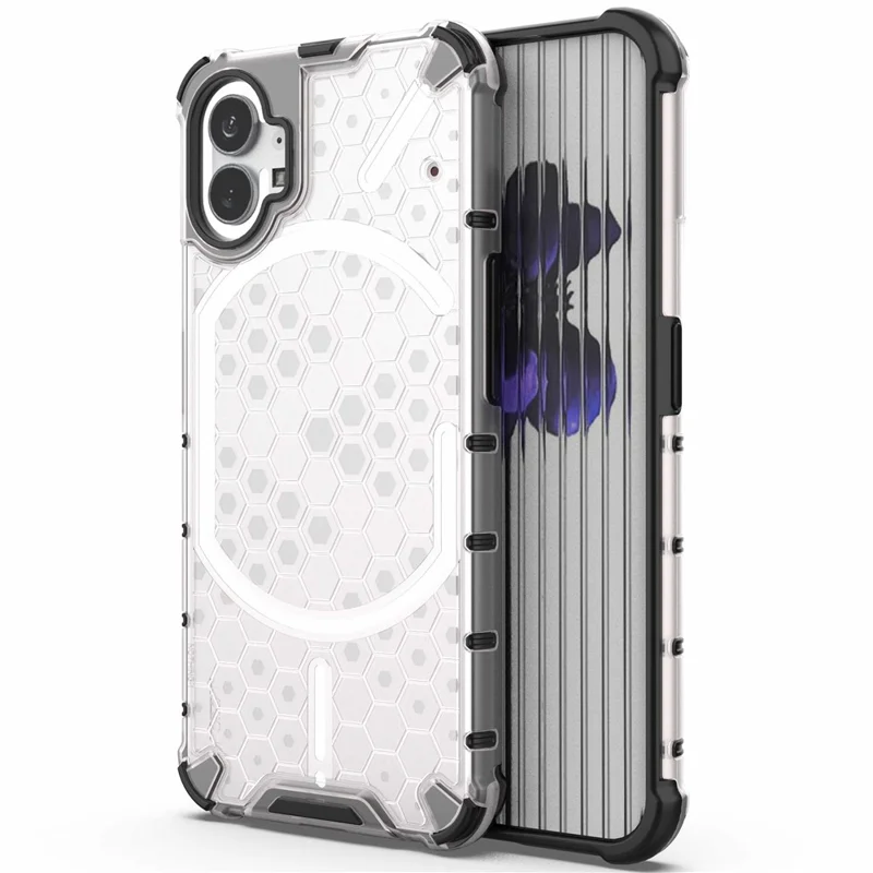 For Nothing phone (1) 5G Honeycomb Textured TPU + PC Cover, Shock Absorbing Precise Cutout Phone Case - Grey