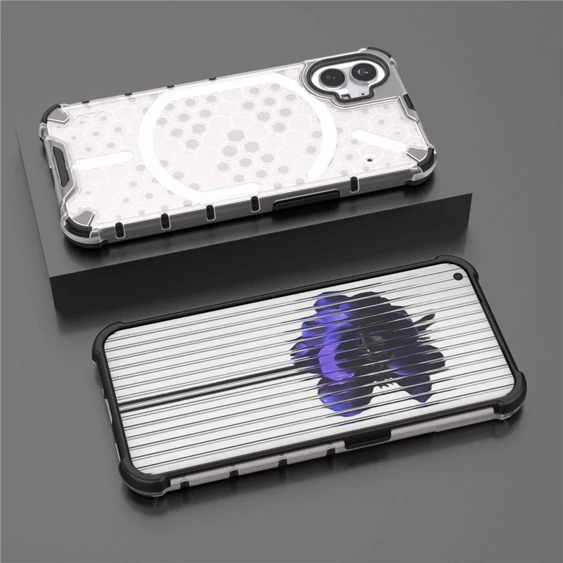 For Nothing phone (1) 5G Honeycomb Textured TPU + PC Cover, Shock Absorbing Precise Cutout Phone Case - Grey