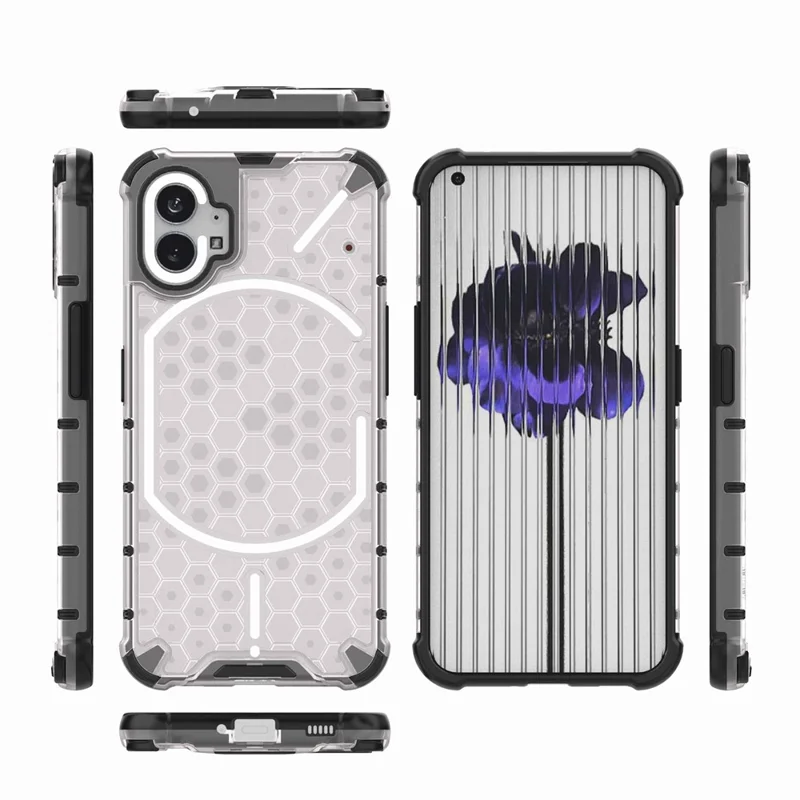 For Nothing phone (1) 5G Honeycomb Textured TPU + PC Cover, Shock Absorbing Precise Cutout Phone Case - Grey