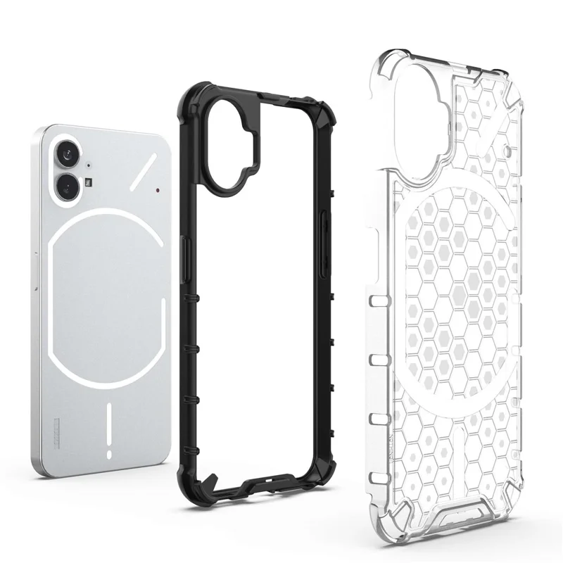 For Nothing phone (1) 5G Honeycomb Textured TPU + PC Cover, Shock Absorbing Precise Cutout Phone Case - Black