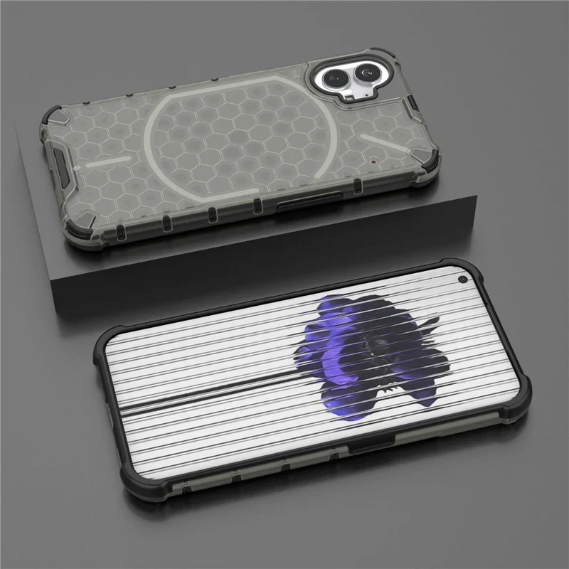 For Nothing phone (1) 5G Honeycomb Textured TPU + PC Cover, Shock Absorbing Precise Cutout Phone Case - Black