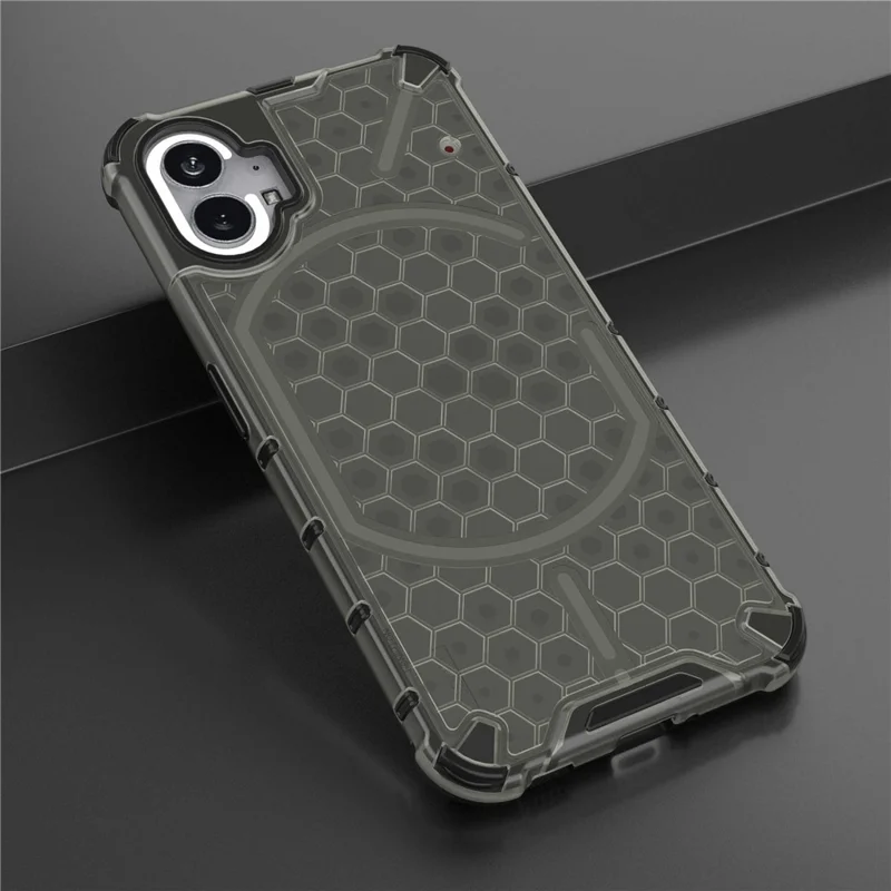 For Nothing phone (1) 5G Honeycomb Textured TPU + PC Cover, Shock Absorbing Precise Cutout Phone Case - Black
