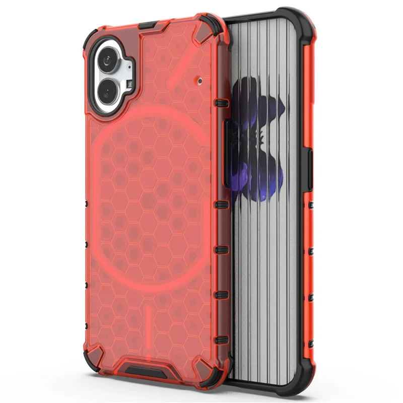 For Nothing phone (1) 5G Honeycomb Textured TPU + PC Cover, Shock Absorbing Precise Cutout Phone Case - Red