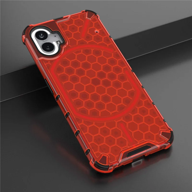 For Nothing phone (1) 5G Honeycomb Textured TPU + PC Cover, Shock Absorbing Precise Cutout Phone Case - Red
