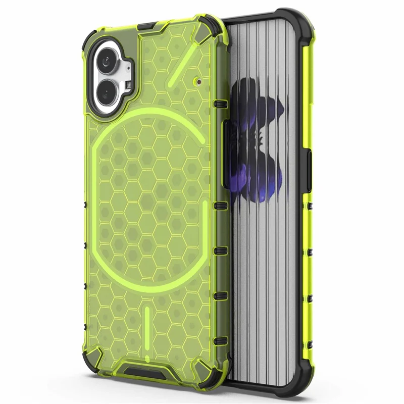For Nothing phone (1) 5G Honeycomb Textured TPU + PC Cover, Shock Absorbing Precise Cutout Phone Case - Green