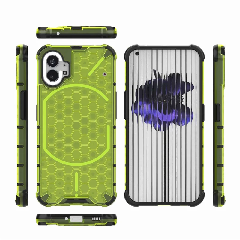 For Nothing phone (1) 5G Honeycomb Textured TPU + PC Cover, Shock Absorbing Precise Cutout Phone Case - Green