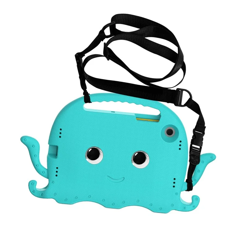 Pour Samsung Galaxy Tab A8 10.5 (2021) / (2022) Étui de protection EVA Cartoon Octopus Anti-Drop Anti-Wear Housse de tablette avec sangle d'épaule - Bleu bébé