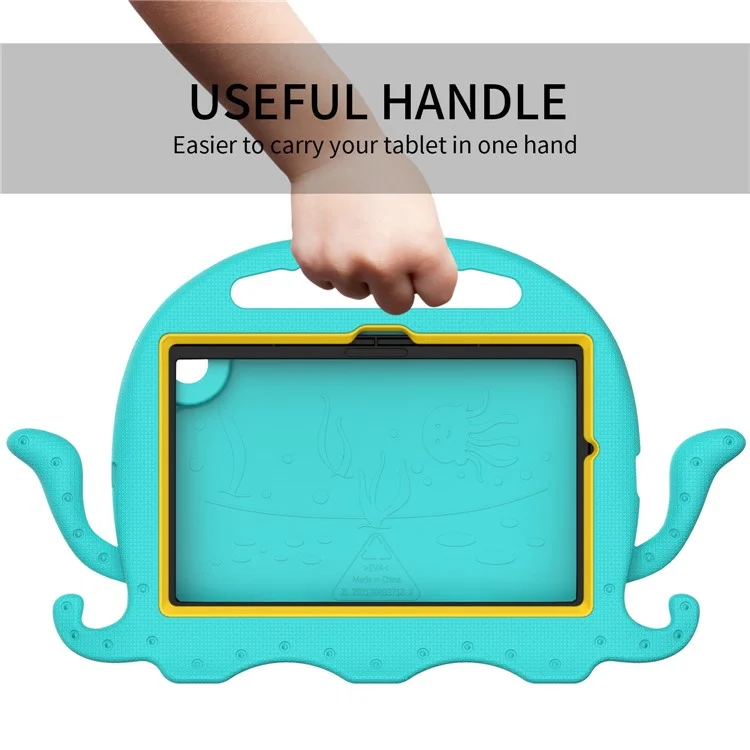 Pour Samsung Galaxy Tab A8 10.5 (2021) / (2022) Étui de protection EVA Cartoon Octopus Anti-Drop Anti-Wear Housse de tablette avec sangle d'épaule - Bleu bébé