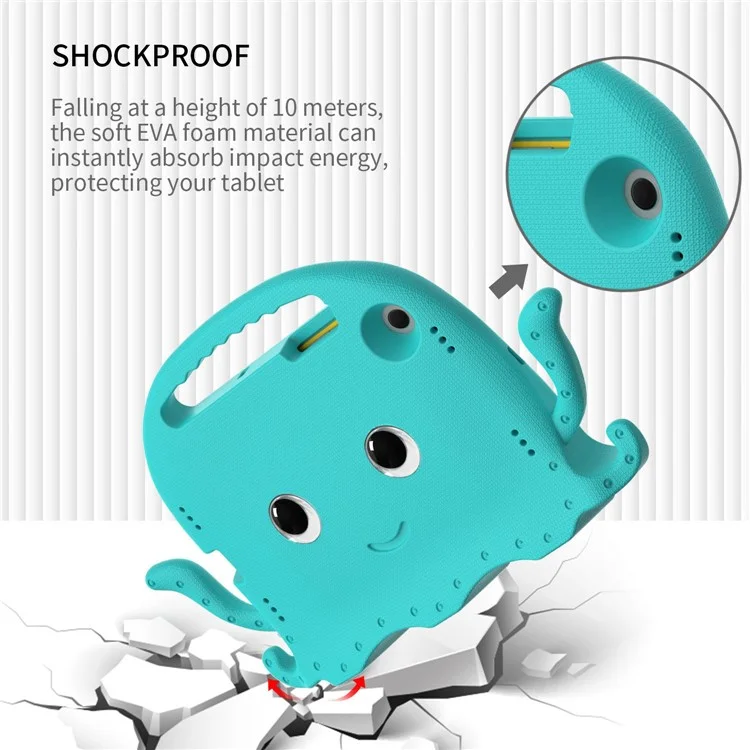 Pour Samsung Galaxy Tab A8 10.5 (2021) / (2022) Étui de protection EVA Cartoon Octopus Anti-Drop Anti-Wear Housse de tablette avec sangle d'épaule - Bleu bébé