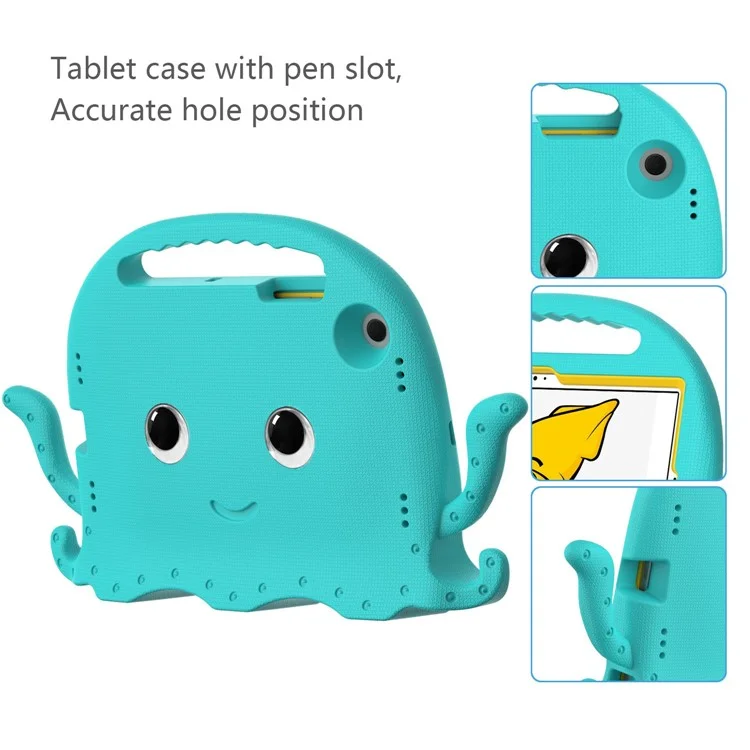 Pour Samsung Galaxy Tab A8 10.5 (2021) / (2022) Étui de protection EVA Cartoon Octopus Anti-Drop Anti-Wear Housse de tablette avec sangle d'épaule - Bleu bébé