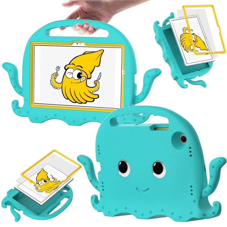 Pour Samsung Galaxy Tab A8 10.5 (2021) / (2022) Étui de protection EVA Cartoon Octopus Anti-Drop Anti-Wear Housse de tablette avec sangle d'épaule - Bleu bébé