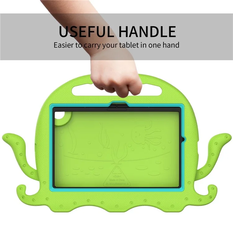 For Samsung Galaxy Tab A8 10.5 (2021) / (2022) EVA Protective Case Cartoon Octopus Anti-Drop Anti-Wear Cover Tablet Case with Shoulder Strap - Green