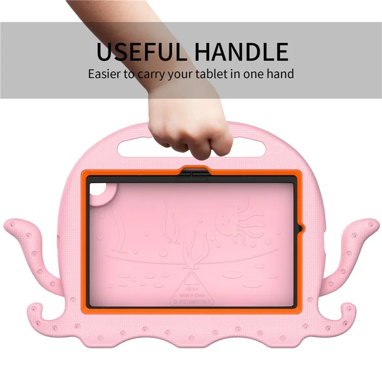 Para Samsung Galaxy Tab A8 10.5 (2021) / (2022) Capa Protetora EVA Desenho de Polvo Cartoon Anti-Queda Anti-Desgaste Capa Tablet com Alça de Ombro - Rosa