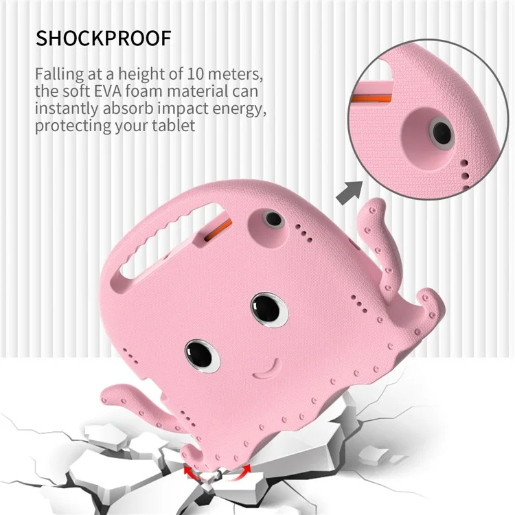 Para Samsung Galaxy Tab A8 10.5 (2021) / (2022) Capa Protetora EVA Desenho de Polvo Cartoon Anti-Queda Anti-Desgaste Capa Tablet com Alça de Ombro - Rosa