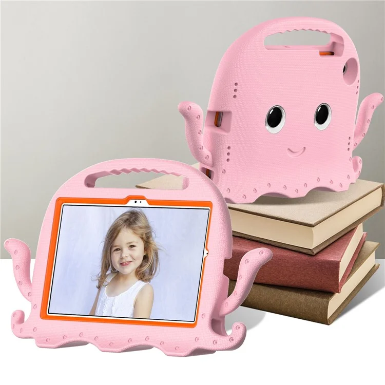 Para Samsung Galaxy Tab A8 10.5 (2021) / (2022) Capa Protetora EVA Desenho de Polvo Cartoon Anti-Queda Anti-Desgaste Capa Tablet com Alça de Ombro - Rosa