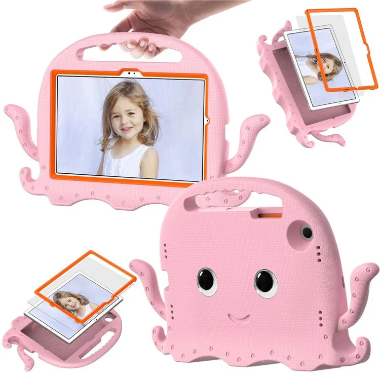Para Samsung Galaxy Tab A8 10.5 (2021) / (2022) Capa Protetora EVA Desenho de Polvo Cartoon Anti-Queda Anti-Desgaste Capa Tablet com Alça de Ombro - Rosa