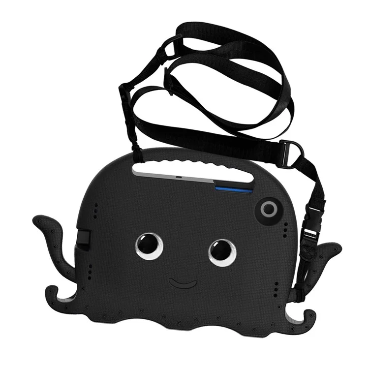 Per Samsung Galaxy Tab A8 10.5 (2021) / (2022) EVA Custodia protettiva Cartoon Octopus Anti-Caduta Anti-Usura Cover Tablet con Tracolla - Nero