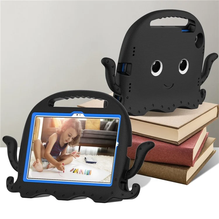 Per Samsung Galaxy Tab A8 10.5 (2021) / (2022) EVA Custodia protettiva Cartoon Octopus Anti-Caduta Anti-Usura Cover Tablet con Tracolla - Nero