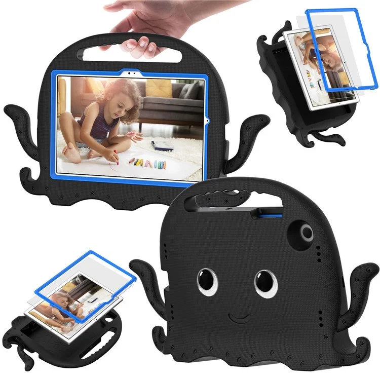 Per Samsung Galaxy Tab A8 10.5 (2021) / (2022) EVA Custodia protettiva Cartoon Octopus Anti-Caduta Anti-Usura Cover Tablet con Tracolla - Nero