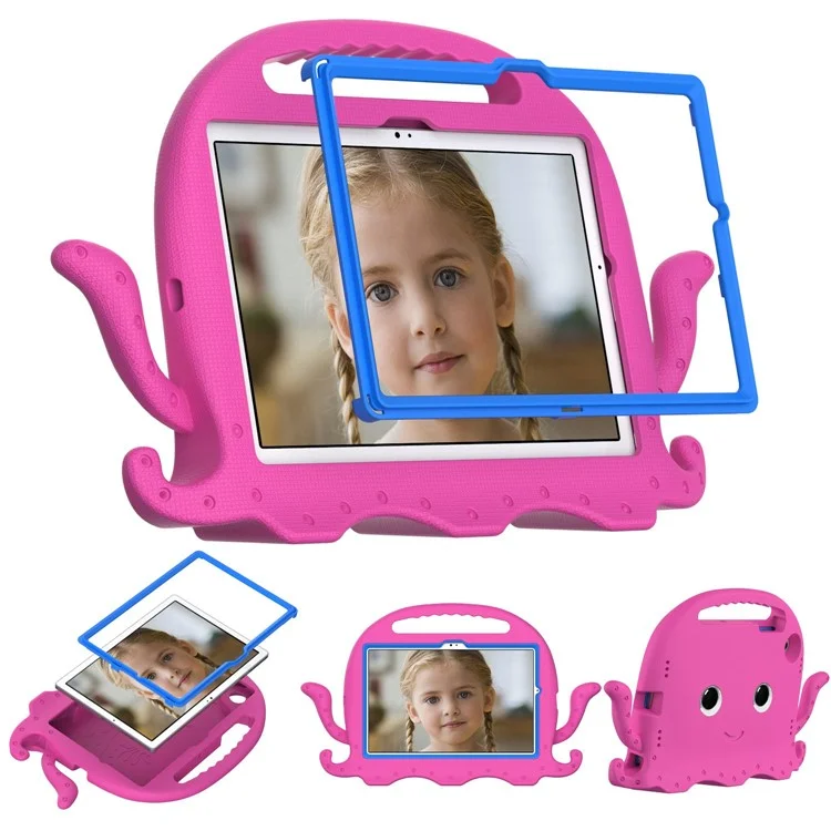 For Samsung Galaxy Tab A8 10.5 (2021) / (2022) EVA Protective Case Cartoon Octopus Anti-Drop Anti-Wear Cover Tablet Case with Shoulder Strap - Rose