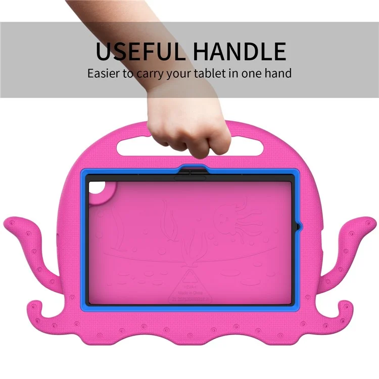 For Samsung Galaxy Tab A8 10.5 (2021) / (2022) EVA Protective Case Cartoon Octopus Anti-Drop Anti-Wear Cover Tablet Case with Shoulder Strap - Rose