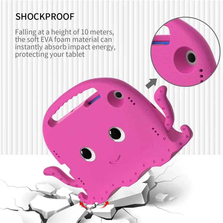For Samsung Galaxy Tab A8 10.5 (2021) / (2022) EVA Protective Case Cartoon Octopus Anti-Drop Anti-Wear Cover Tablet Case with Shoulder Strap - Rose