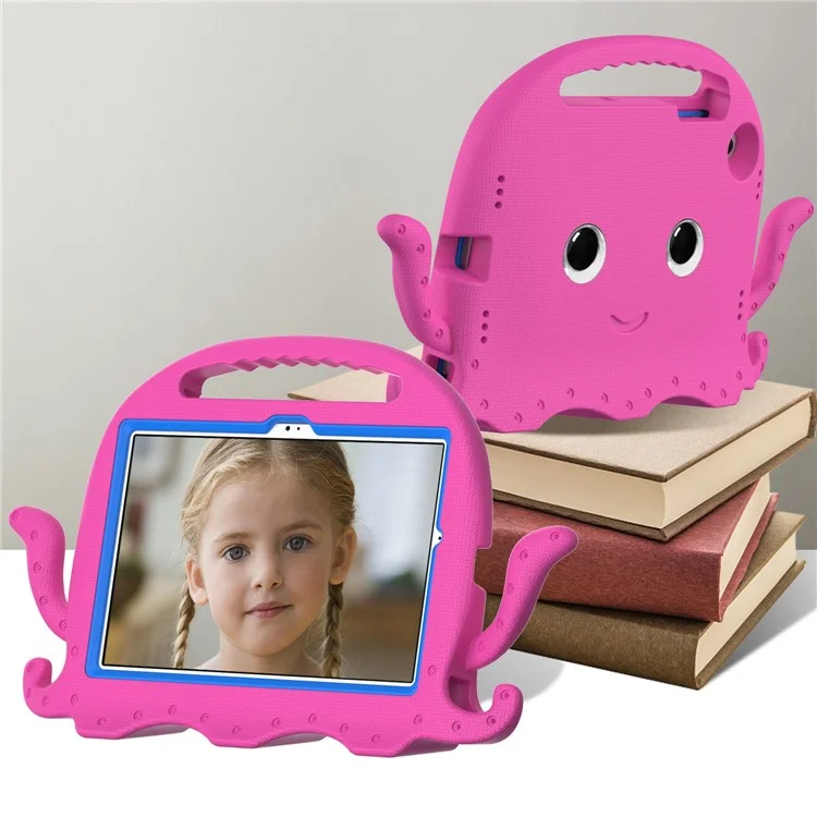 For Samsung Galaxy Tab A8 10.5 (2021) / (2022) EVA Protective Case Cartoon Octopus Anti-Drop Anti-Wear Cover Tablet Case with Shoulder Strap - Rose