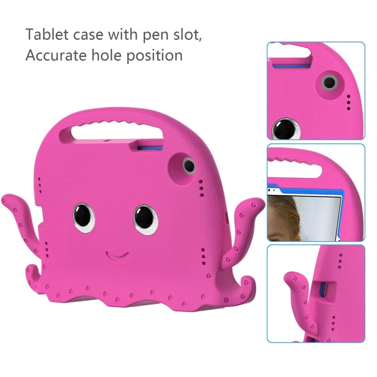 For Samsung Galaxy Tab A8 10.5 (2021) / (2022) EVA Protective Case Cartoon Octopus Anti-Drop Anti-Wear Cover Tablet Case with Shoulder Strap - Rose