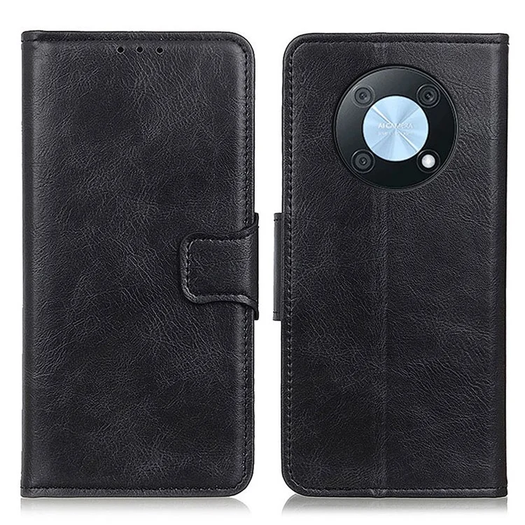 Para Huawei Nova Y90 4G / Desfrute de 50 Pro 5g Anti-arranhão Capa de Capa de Flip Stand Stand Crazy Cavalo Textura Magnética PU Couro de Couro Celular Shell - Preto