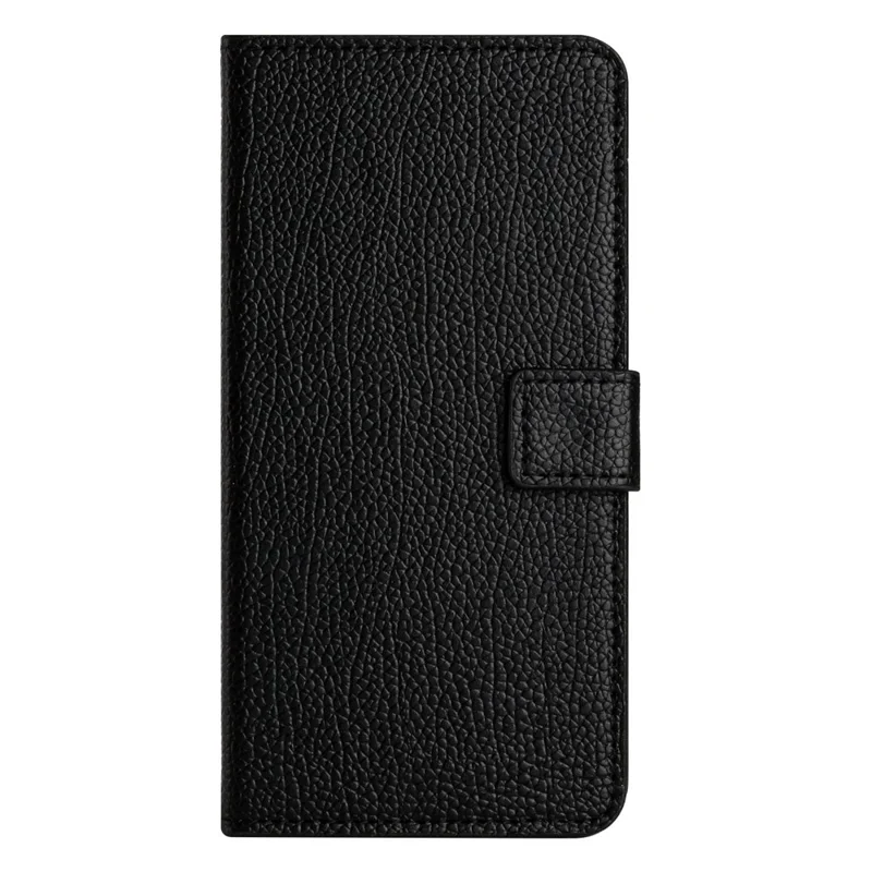 For iPhone 14 6.1 inch PU Leather Flip Wallet Case Stand Anti-wear Anti-fall Litchi Texture Phone Shell - Black