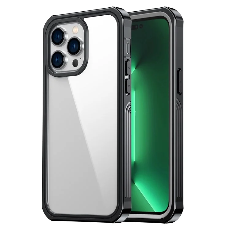 Pour Iphone 14 Pro 6.1 Pouces Boîtier de Téléphone à Amortisseur Couverture Complète PC Dur + Couvercle Hybride TPU Soft TPU Avec Protecteur D'écran en Verre Trempé