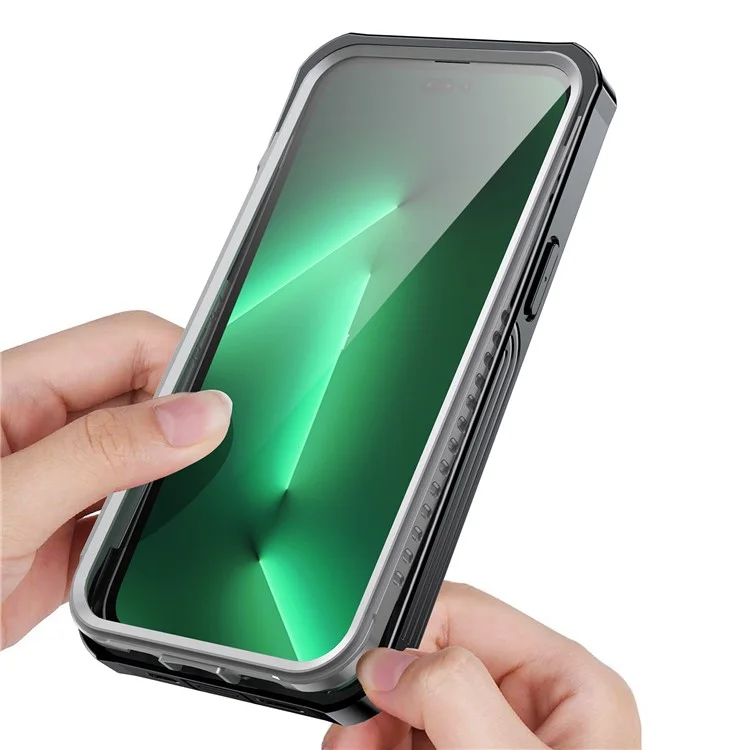 For iPhone 14 Pro 6.1 inch Shockproof Phone Case Full Coverage Hard PC + Soft TPU Hybrid Cover with Tempered Glass Screen Protector