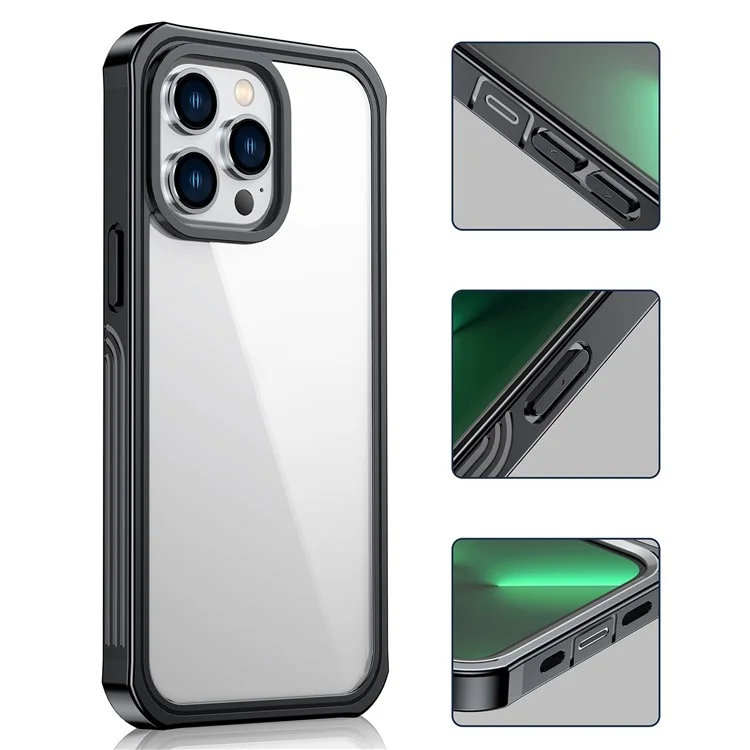 Para Iphone 14 Pro 6.1 Pulgadas Case de Teléfono a Prueba de Choques PC Duro PC Duro + Cubierta Híbrida de TPU Suave Con Protector de Pantalla de Vidrio Templado