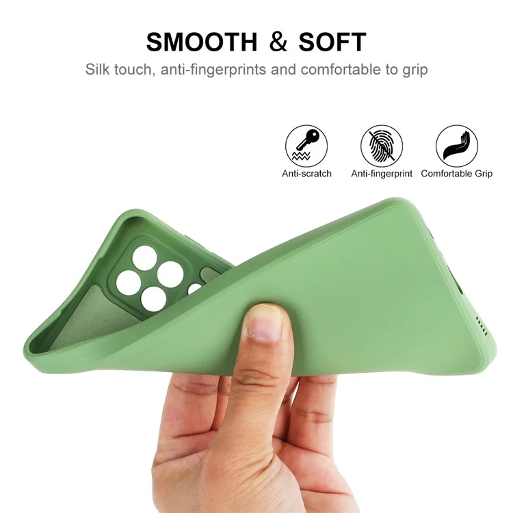 ENKAY HAT Prince Per Samsung Galaxy M53 5G Custodia Per Telefono Silicone Anti-drop Bordo Dritto Liquido Presentazione Della Protezione Delle Lenti Con Ritaglio Preciso Copertina - Verde Chiaro