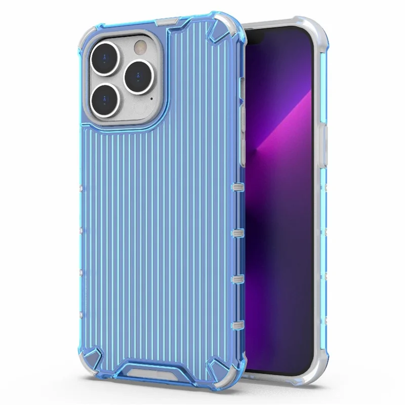 Anti-Scratch Phone Case for iPhone 14 Pro 6.1 inch PC+TPU Hybrid Slim Cover Shockproof Protective Shell - Blue