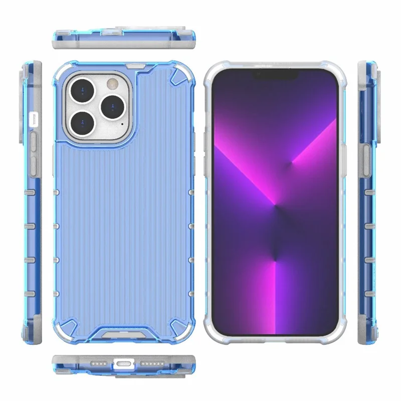 Anti-Scratch Phone Case for iPhone 14 Pro 6.1 inch PC+TPU Hybrid Slim Cover Shockproof Protective Shell - Blue