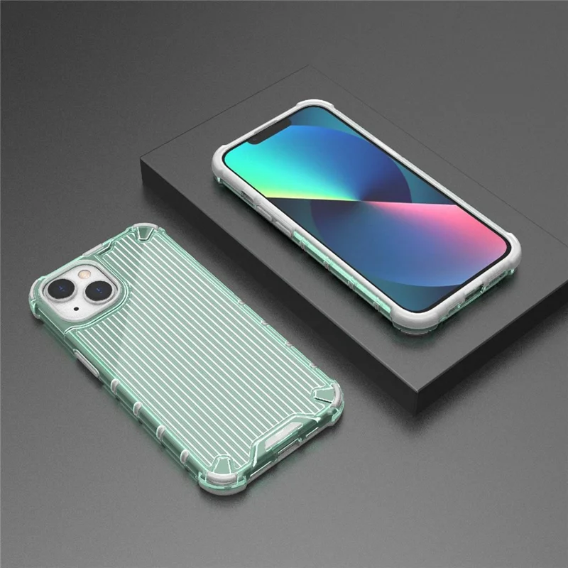 PC+TPU Hybrid Phone Case for iPhone 14 Plus Scratch-Proof Slim Shell Anti-Fall Protective Case - Green