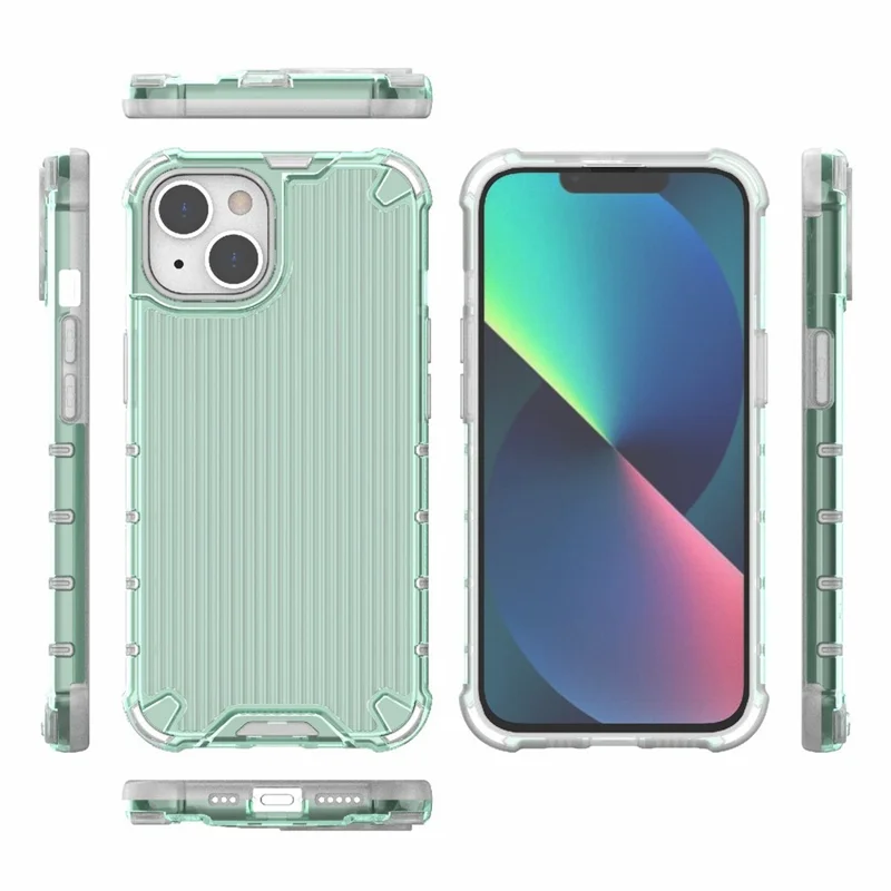 PC+TPU Hybrid Phone Case for iPhone 14 Plus Scratch-Proof Slim Shell Anti-Fall Protective Case - Green