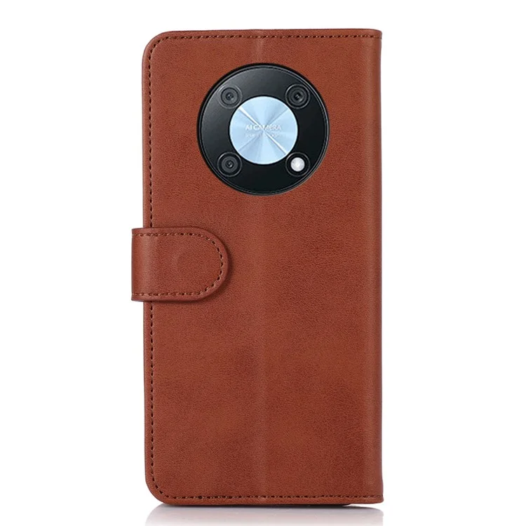 Para Huawei Nova Y90 4G / Desfrute de 50 Pro 5g Grango Magnénto Chido Textura Texturs Pele Papel Casa Prova Sracto PU PU Capa Tape Vistação - Castanho