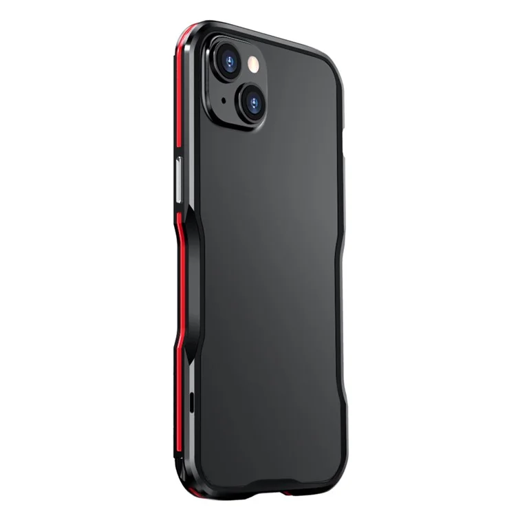 LUPHIE for iPhone 14 6.1 inch Drop-proof Metal Frame Protective Bumper Case - Black / Red